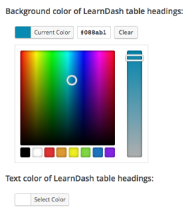Table Color Settings