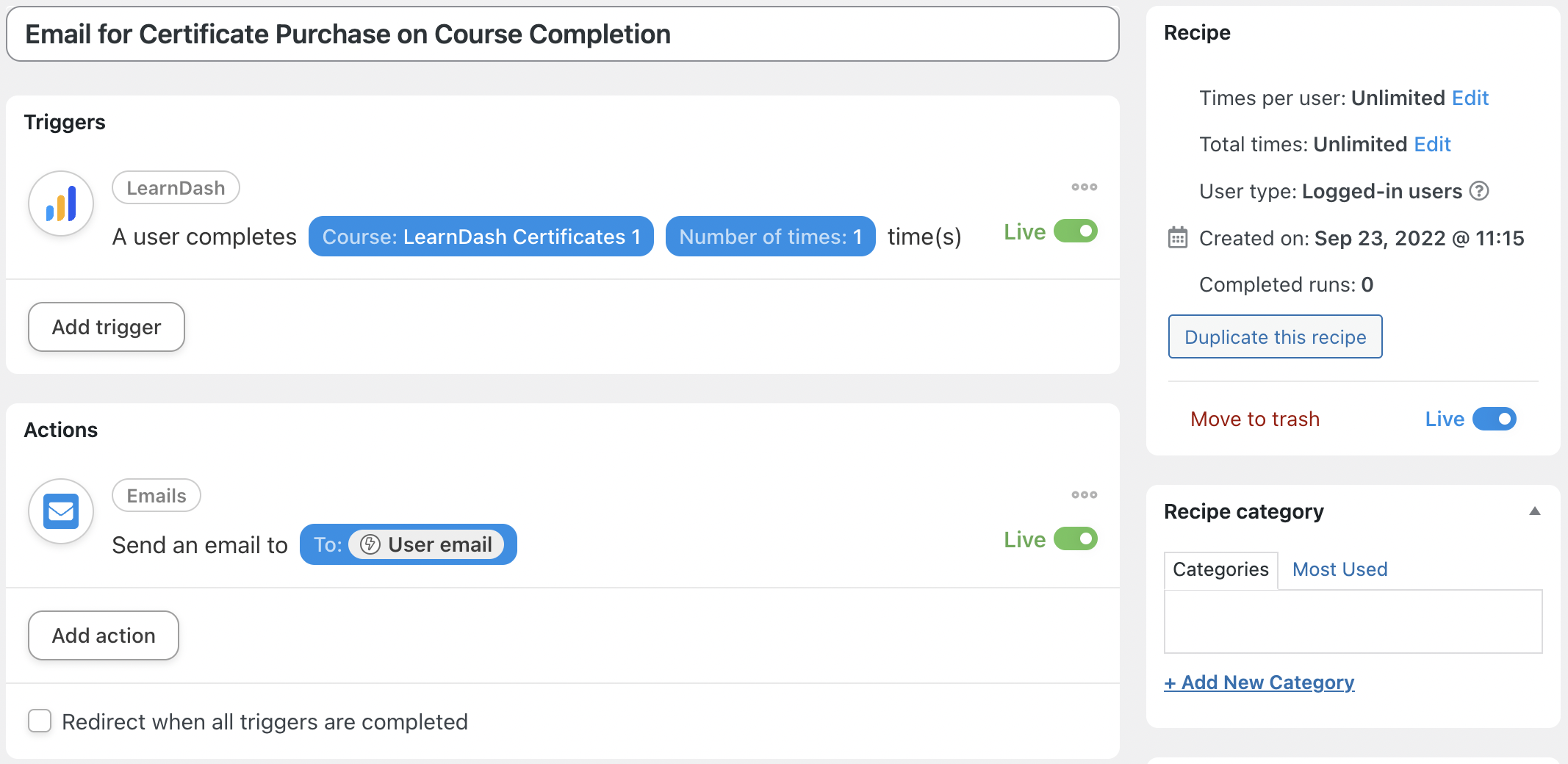 Automator Send a Certificate Upon Course Completion 