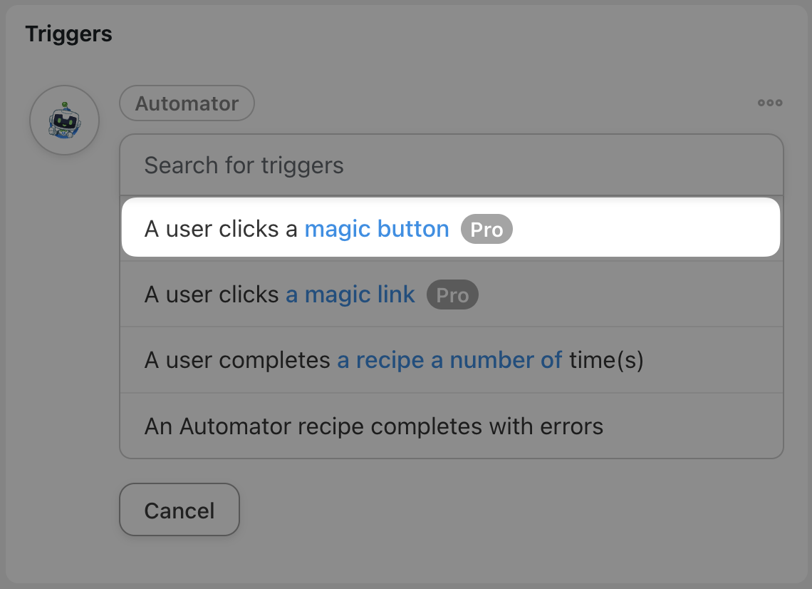 Uncanny Automator A user clicks a magic button trigger