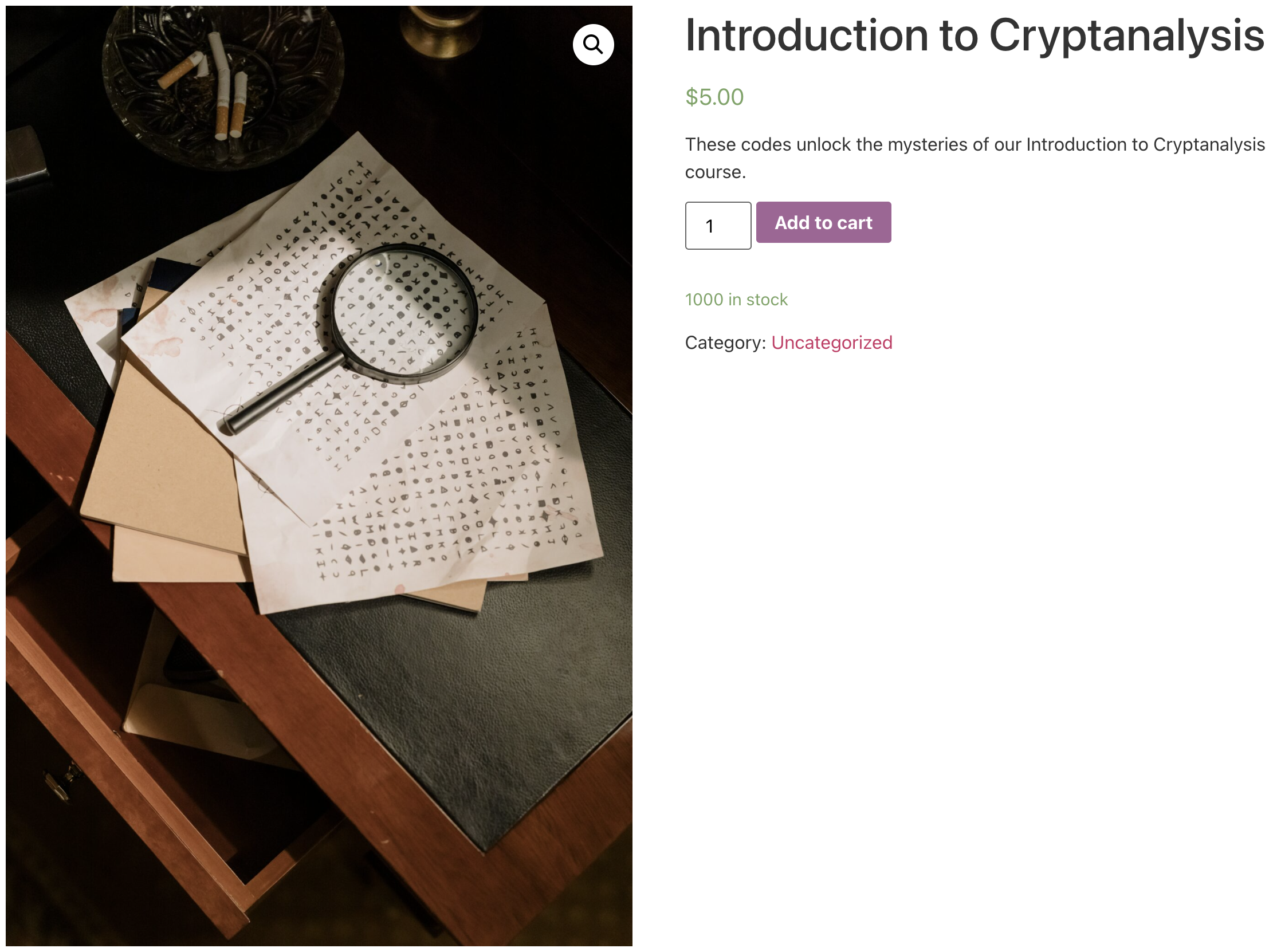 How to Create & Sell LearnDash & WooCommerce Promo Codes 13 — Introduction to Cryptanalysis Product Page