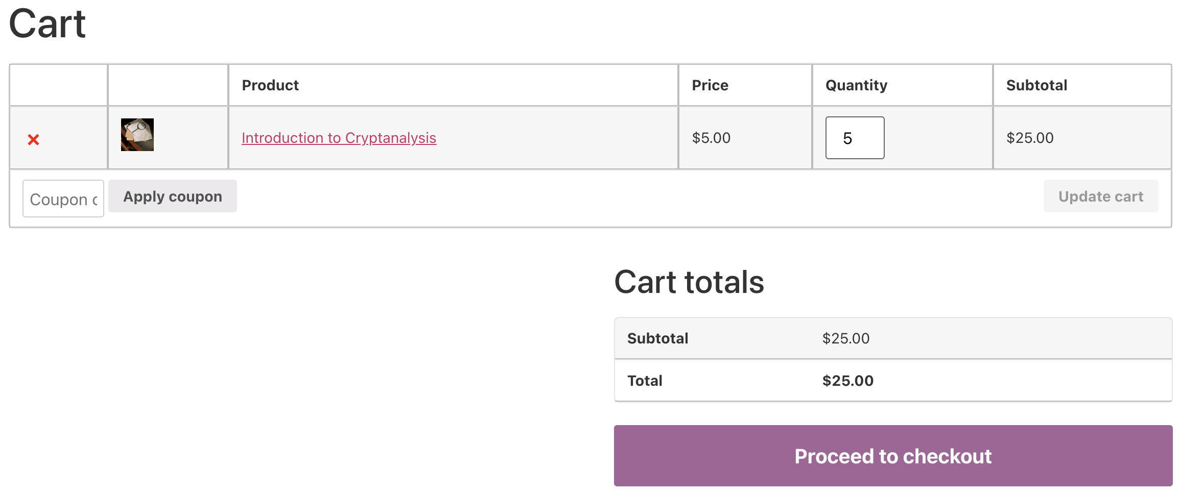 How to Create & Sell LearnDash & WooCommerce Promo Codes 14 — Introduction to Cryptanalysis Shopping Cart