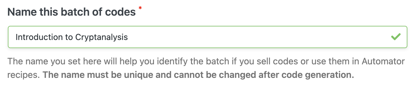 How to Create & Sell LearnDash & WooCommerce Promo Codes 3 — Uncanny Codes Name this batch of codes