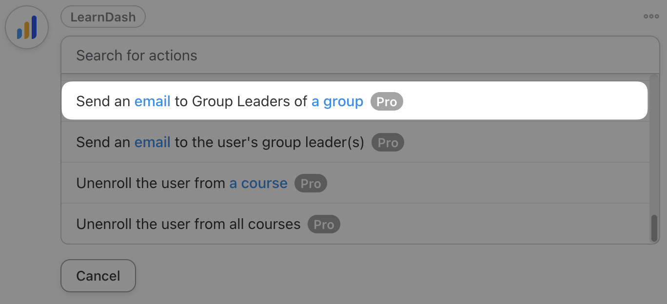 How to Create & Sell LearnDash & WooCommerce Promo Codes 40 — Automator LearnDash Actions Send an email to Group Leaders of a group