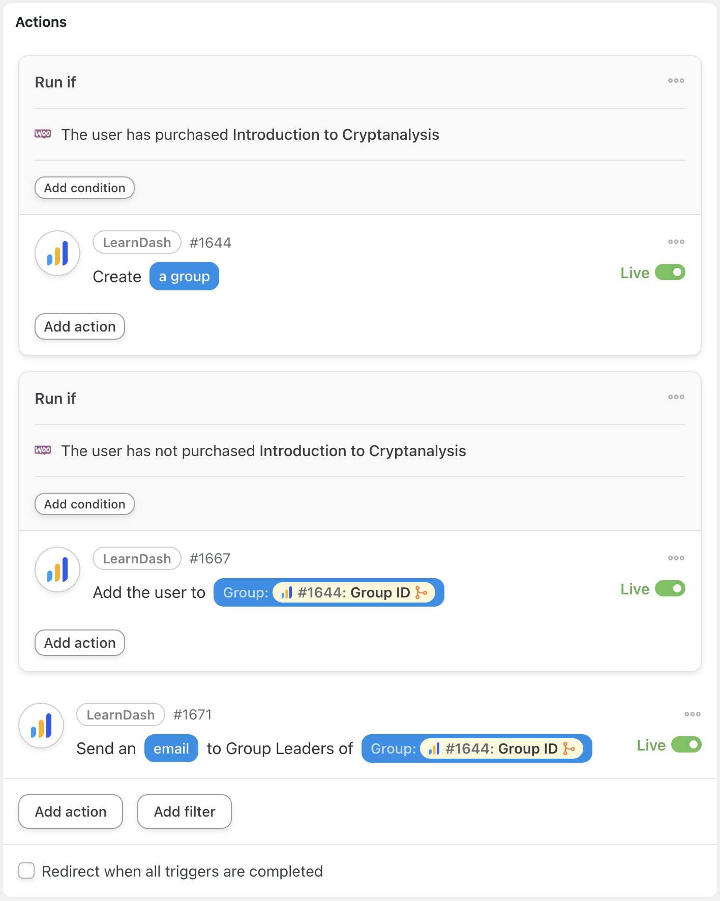 How to Create & Sell LearnDash & WooCommerce Promo Codes 42 — Automator WooCommerce LearnDash Recipe Actions Panel